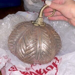 Sparkly pink rose gold glitter pumpkin